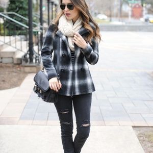 Billabong plaid double breasted coat